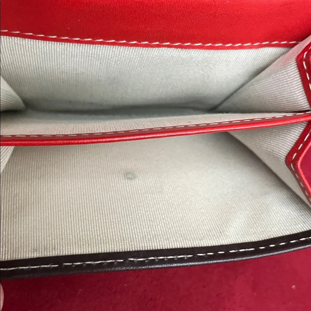 Kate Spade Chocolate Leather Wallet Inside Red With Coin & Cardholder EUC RARE - Picture 6 of 10